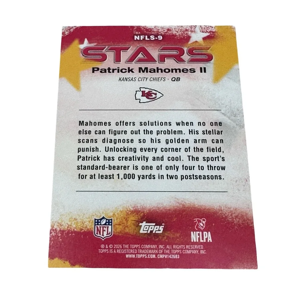 2024 Topps Stars Patrick Mahomes II NFLS-9 Kansas City Chiefs Pink Crackle